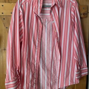 Zara Women’s Salmon and White Striped Shirt